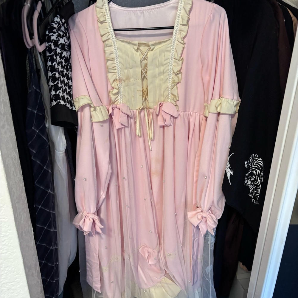 Pink and Cream Ruffled Dress